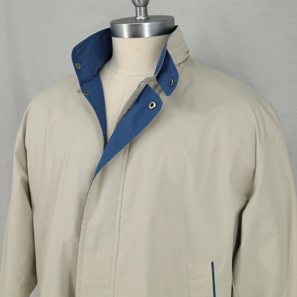 Members Only Jacket Mens Large Beige Full Zip Lightweight Pockets Lined Vintage - Picture 8 of 16